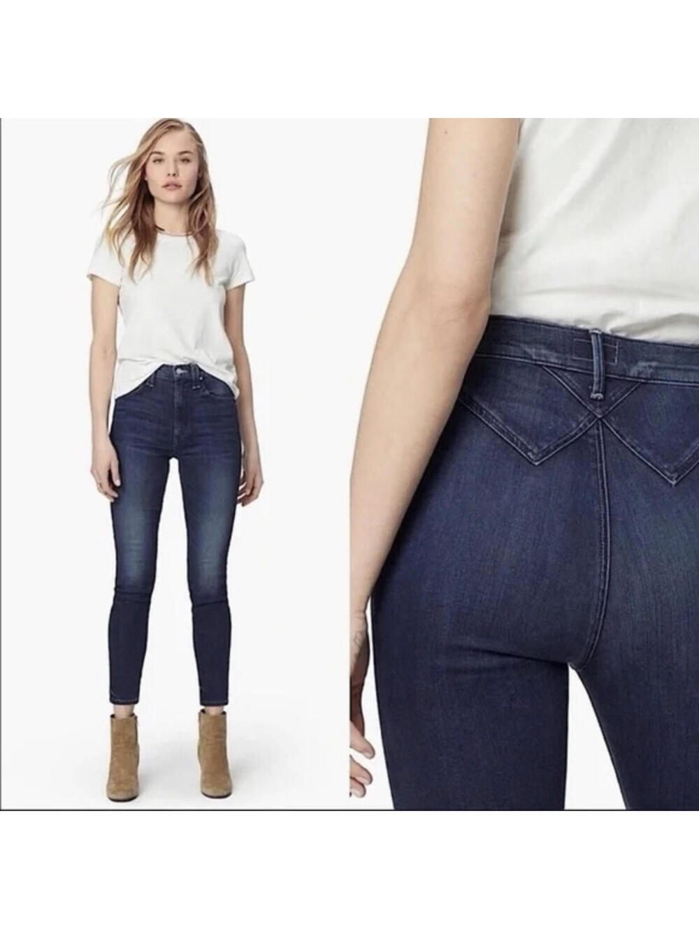 Mother Jeans Womens 26 Blue The Swooner High Rise Slim Ankle Stretch Denim Pants